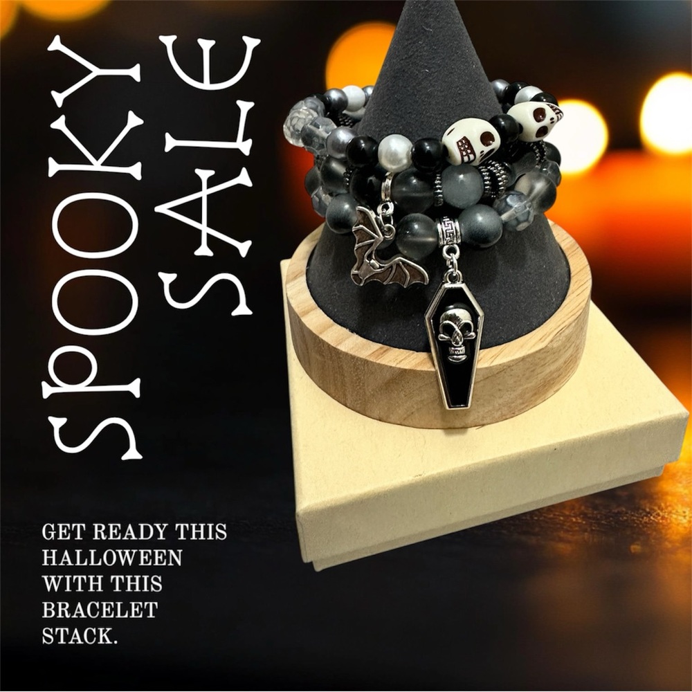 Glowing Beaded Stretchy Bracelet Stack of 3 bracelets